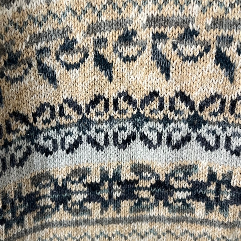 Casual Corner Annex Vintage XL Fair Isle Knit Zip Up Cardigan Sweater Blue Cream - Picture 7 of 12